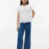 Kinder-T-Shirt mit Muschelmotiv und Bindeband vorne Kinder-T-Shirt mit Muschelmotiv und Bindeband vorne