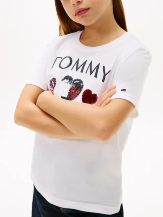 Kinder-T-Shirt mit Pailletten-Herz-Logo