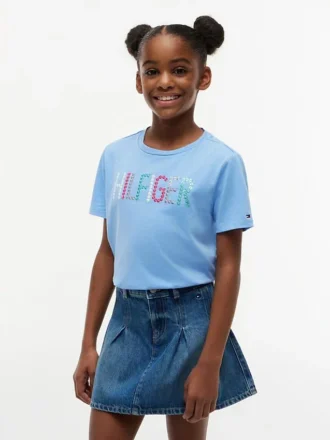 Kinder-T-Shirt mit Pailletten und Hilfiger-Logo
