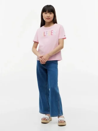 Kinder-T-Shirt mit Pailletten und Hilfiger-Logo