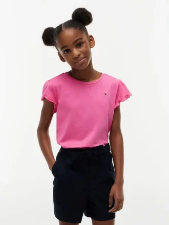 Kinder-T-Shirt mit Rüschen an den Ärmeln