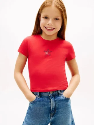 Kinder-T-Shirt mit Strass-Stern-Flagge