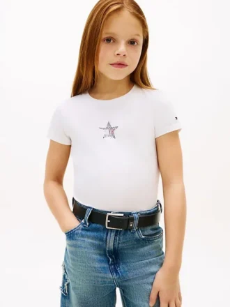 Kinder-T-Shirt mit Strass-Stern-Flagge