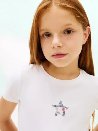 Kinder-T-Shirt mit Strass-Stern-Flagge