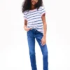 Kinder-T-Shirt mit Streifen und Knoten am Saum Kinder-T-Shirt mit Streifen und Knoten am Saum