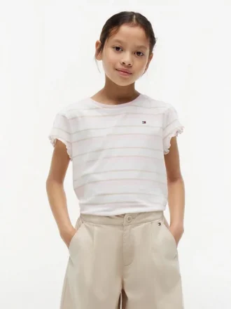 Kinder-T-Shirt mit Streifen und Rüschen an den Ärmeln