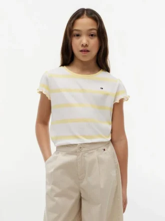 Kinder-T-Shirt mit Streifen und Rüschen an den Ärmeln