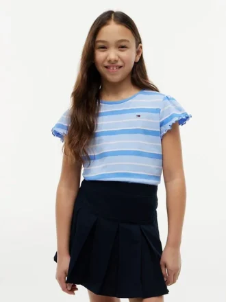 Kinder-T-Shirt mit Streifen und Rüschen an den Ärmeln