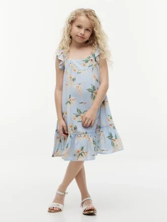Kinderkleid mit Blumenmuster und Rüschen