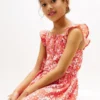 Kinderkleid mit Blumenmuster und Rüschen-Trägern