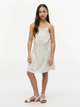 Kindersommerkleid mit Smok-Details und Zitronenprint