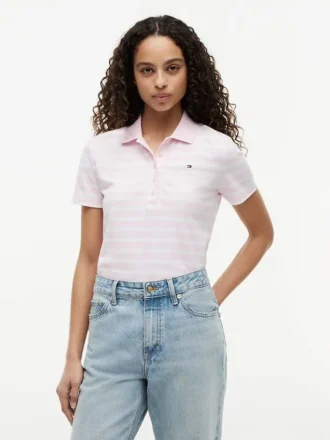 Klassisch geschnittenes, gestreiftes Stretch-Piqué-Polo
