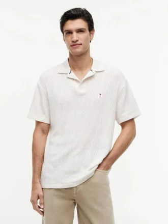 Klassische Passform Strukturiertes Jacquard-Polo