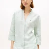 Kragenloses Leinen-Pullover-Hemd