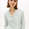 Kragenloses Leinen-Pullover-Hemd