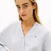 Kragenloses Leinen-Pullover-Hemd Kragenloses Leinen-Pullover-Hemd