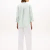 Kragenloses Leinen-Pullover-Hemd