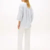 Kragenloses Leinen-Pullover-Hemd Kragenloses Leinen-Pullover-Hemd