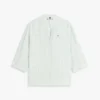 Kragenloses Leinen-Pullover-Hemd