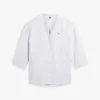 Kragenloses Leinen-Pullover-Hemd Kragenloses Leinen-Pullover-Hemd