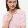 Kurzarm-Polo mit Zopfmuster