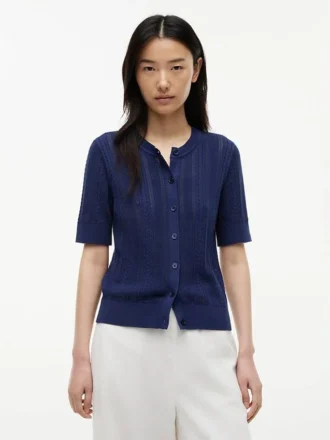 Kurzärmelige Strickjacke aus Mischgewebe