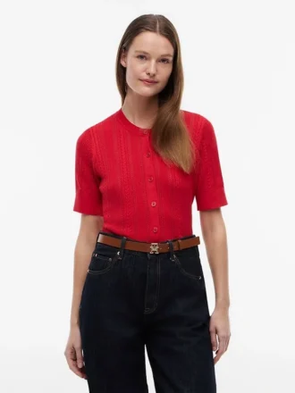 Kurzärmelige Strickjacke aus Mischgewebe