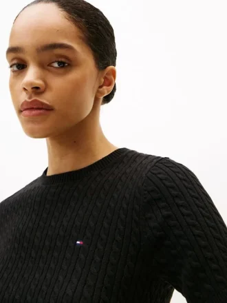 Kurzärmeliger Pullover mit Zopfmuster