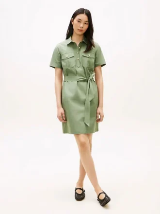 Kurzärmeliges Utility-Shirtkleid mit Gürtel