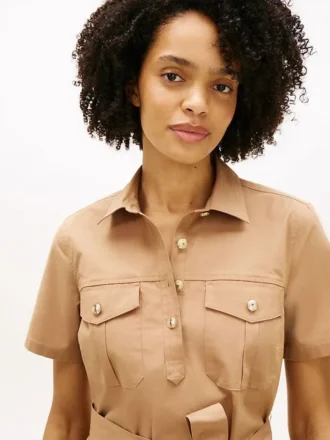 Kurzärmeliges Utility-Shirtkleid mit Gürtel
