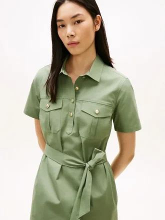 Kurzärmeliges Utility-Shirtkleid mit Gürtel