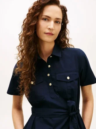 Kurzärmeliges Utility-Shirtkleid mit Gürtel