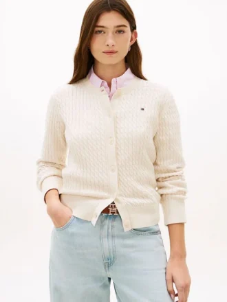 Leichte Strickjacke mit Zopfmuster