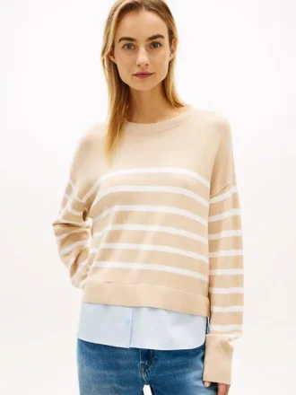 Leichter Streifenpullover im Lagen-Look