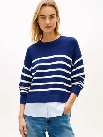 Leichter Streifenpullover im Lagen-Look