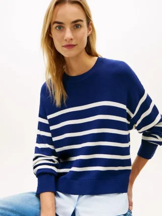 Leichter Streifenpullover im Lagen-Look
