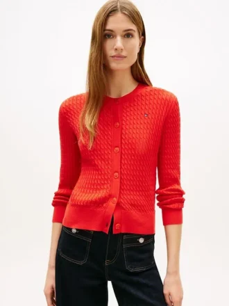 Leichter Strickcardigan mit Zopfmuster
