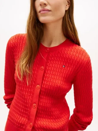 Leichter Strickcardigan mit Zopfmuster