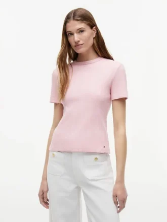 Leichtes T-Shirt aus Rippstrick