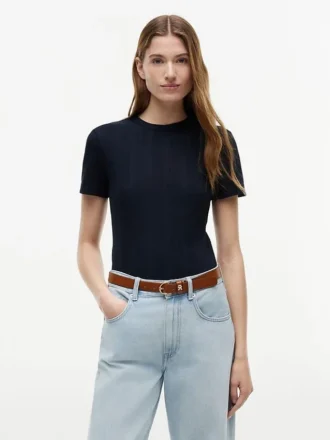 Leichtes T-Shirt aus Rippstrick