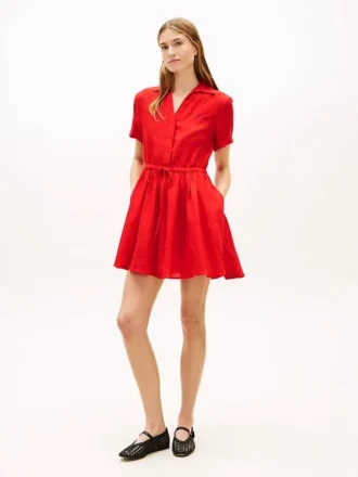 Leinen-Mini-Hemdkleid