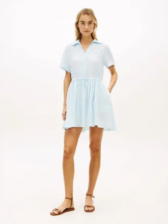 Leinen-Mini-Hemdkleid