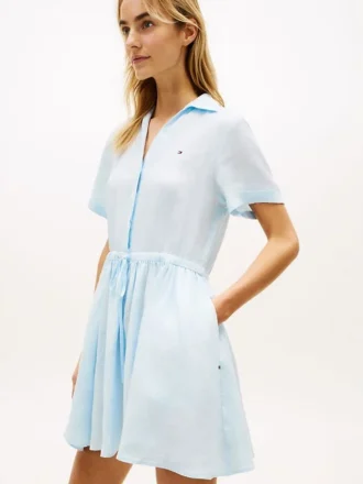 Leinen-Mini-Hemdkleid