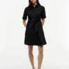 Leinenmischung-Shirtkleid mit Bindeband vorne