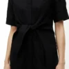 Leinenmischung-Shirtkleid mit Bindeband vorne