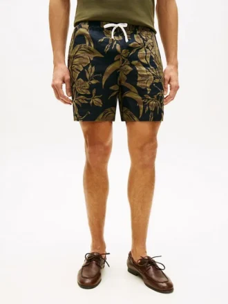 Leinenshorts mit tropischem Print