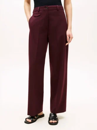 Lockere, gerade Hose aus Wollmischung
