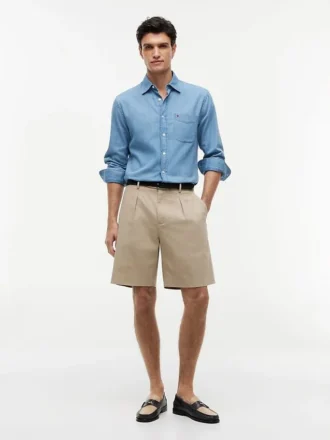 Lässige Chino-Shorts aus Baumwoll-Leinen-Mischung