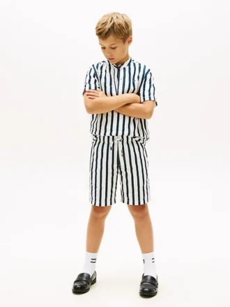 Lässige gestreifte Leinen-Mischung-Shorts für Kinder