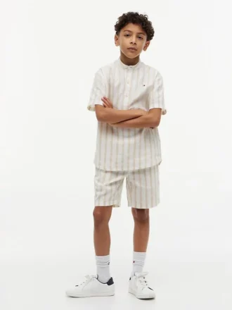 Lässige gestreifte Leinen-Mischung-Shorts für Kinder